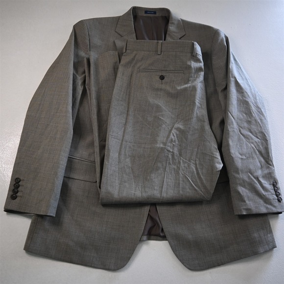 Stafford 48R 42x30 Brown Check Coolmax Wool Mens Jacket Pants Suit